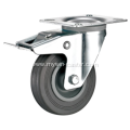 8'' Plate Swivel Gray Rubber PP Core with brake Industrial Caster